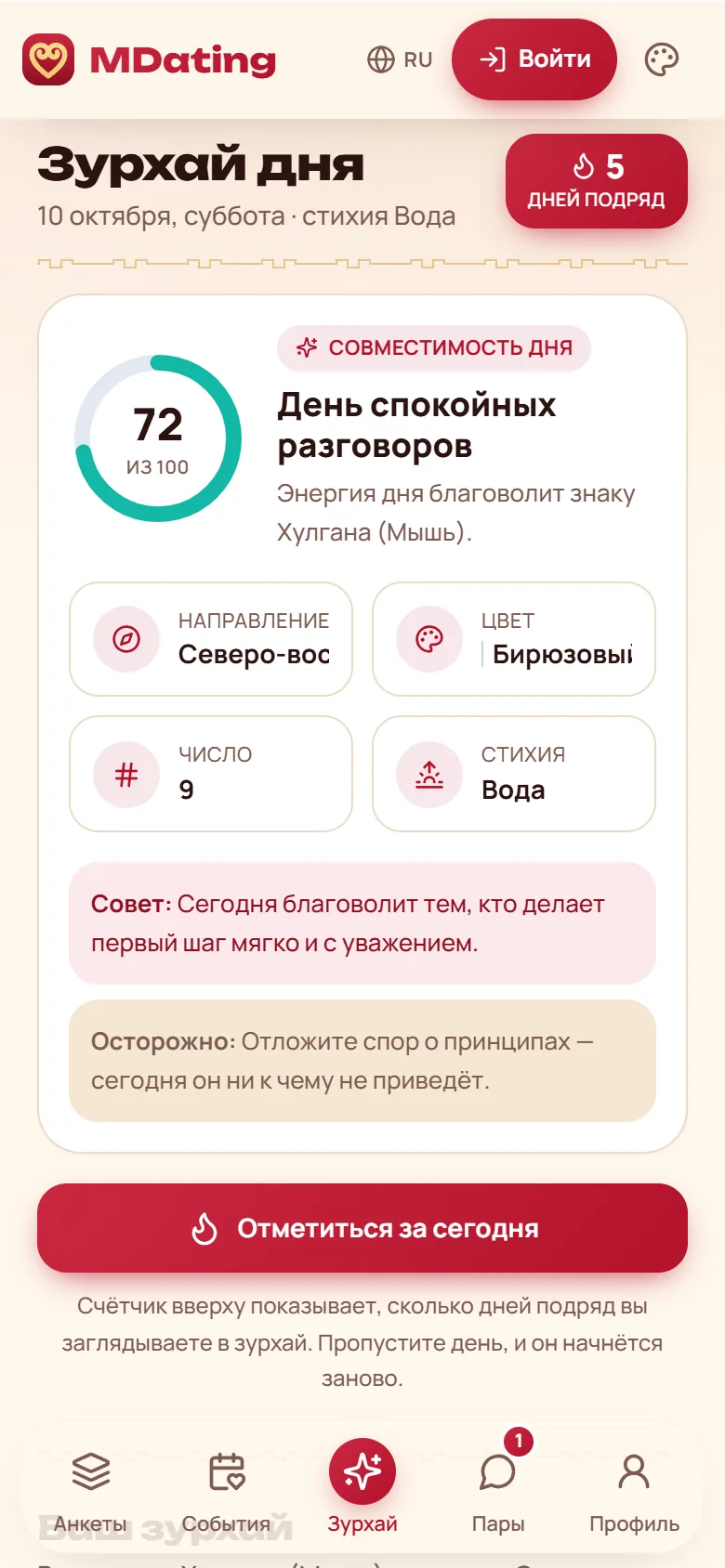 Восточный календарь на день: совместимость, направление, цвет и совет